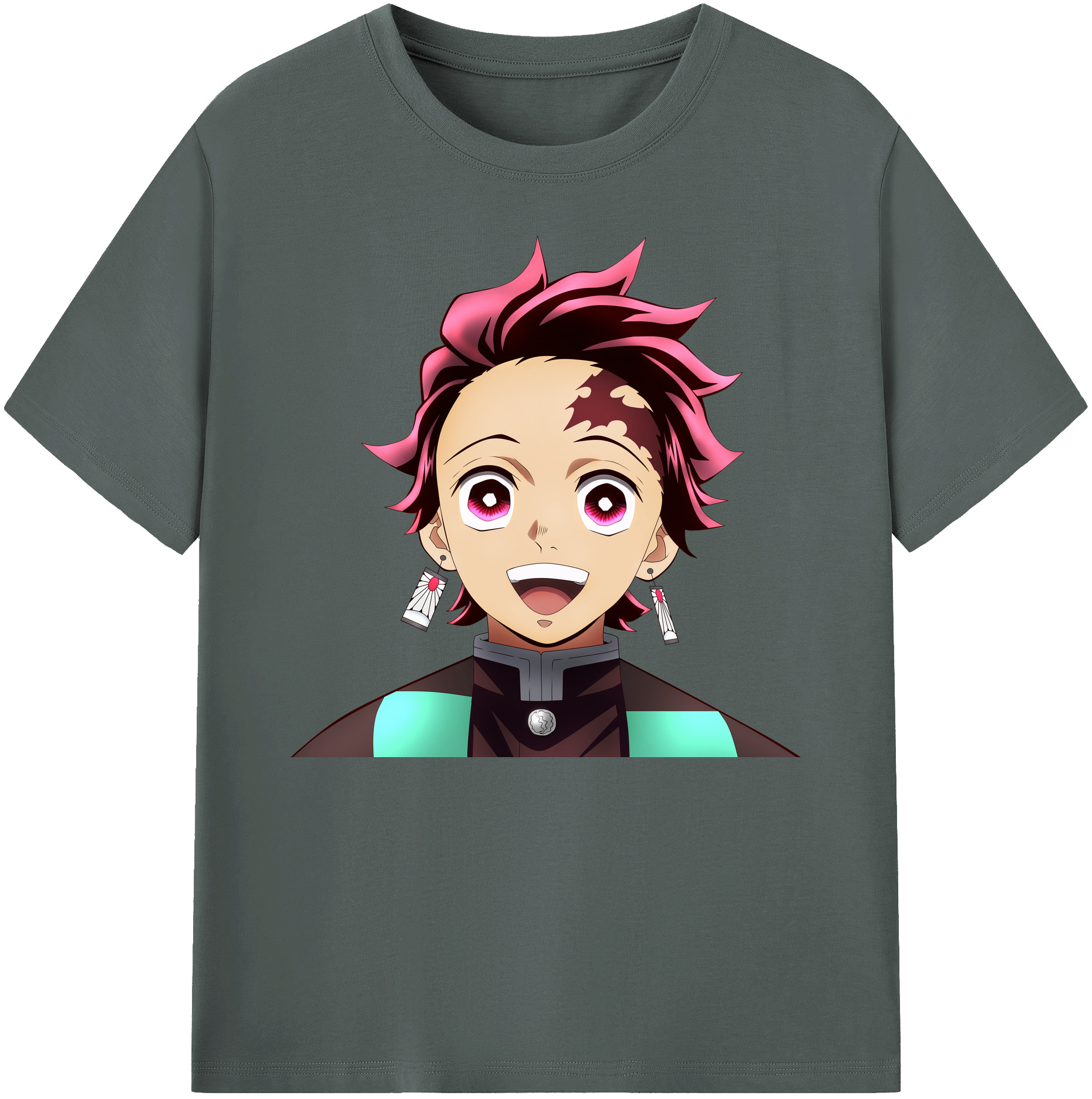 （画像用） 鬼滅の刃 竈門 炭治郎／かまど たんじろう Kamado Tanjirou 綿100％ メンズ半袖Tシャツ｜肌触りやわらか＆通気性